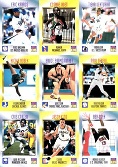 Vintage 1995 Sports Illustrated for Kids trading cards featuring MLB, NBA, NFL, Olympic athletes.