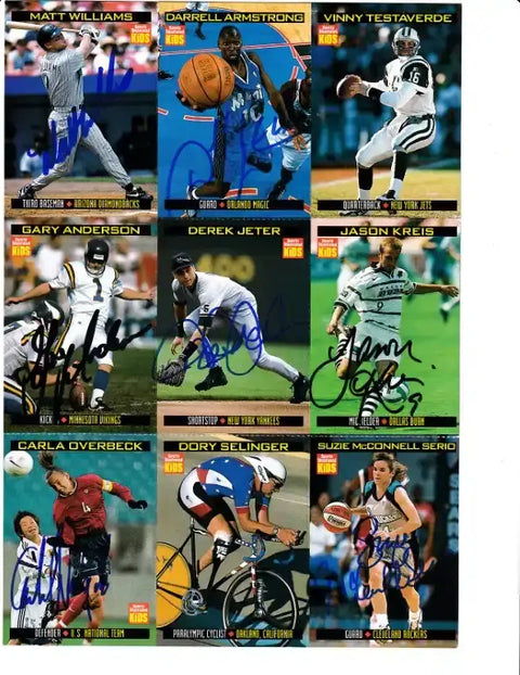 Autographed sports trading cards featuring MLB, NBA, NFL, soccer, cycling & tennis athletes