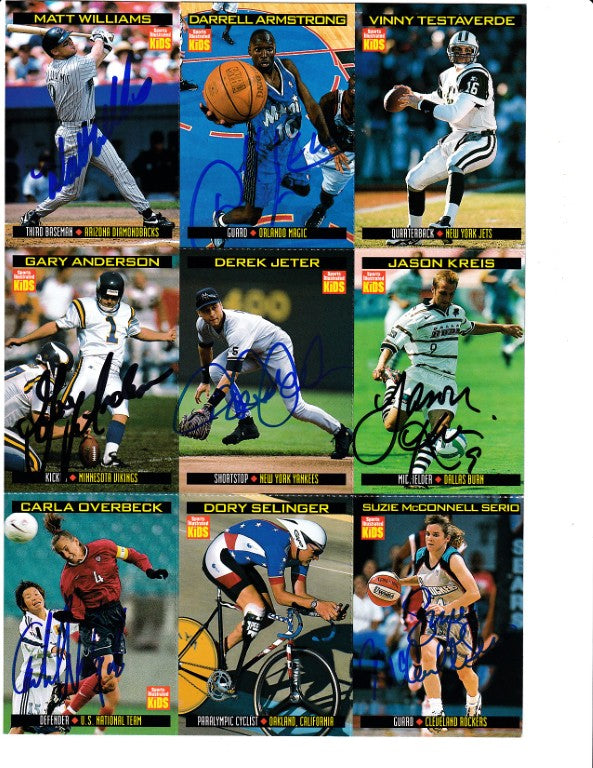 Autographed sports trading cards featuring MLB, NBA, NFL, soccer, cycling & tennis athletes