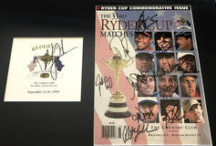 1999 US Ryder Cup team signed program cover scorecard framed JSA PSA/DNA Tiger Woods - AutographsForSale.com