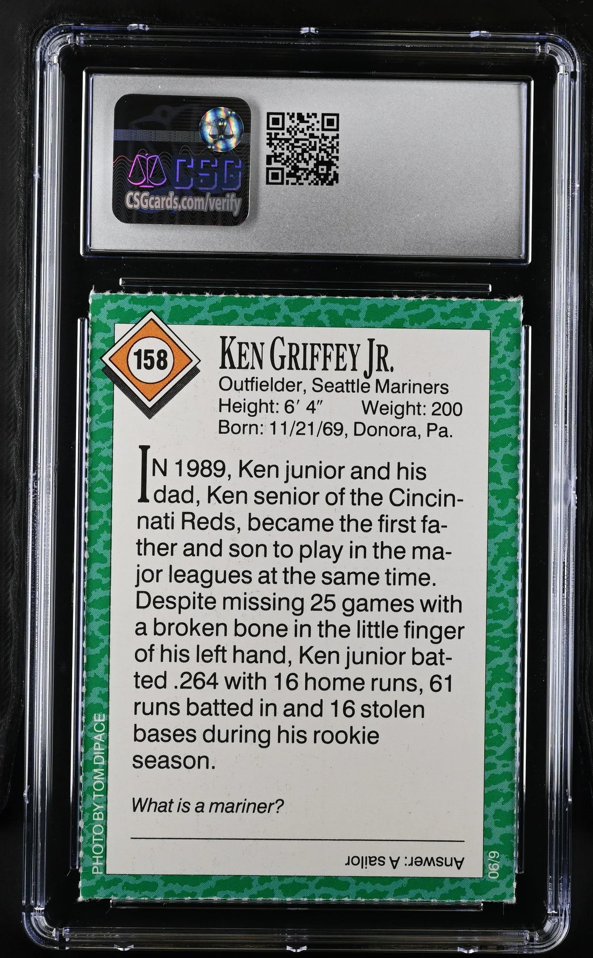 Ken Griffey Jr Mariners 1990 SI for Kids card CSG 8 - AutographsForSale.com