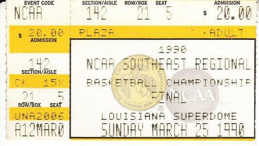 1990 NCAA Tournament Southeast Regional Final ticket stub Georgia Tech Advances To Final 4 - AutographsForSale.com
