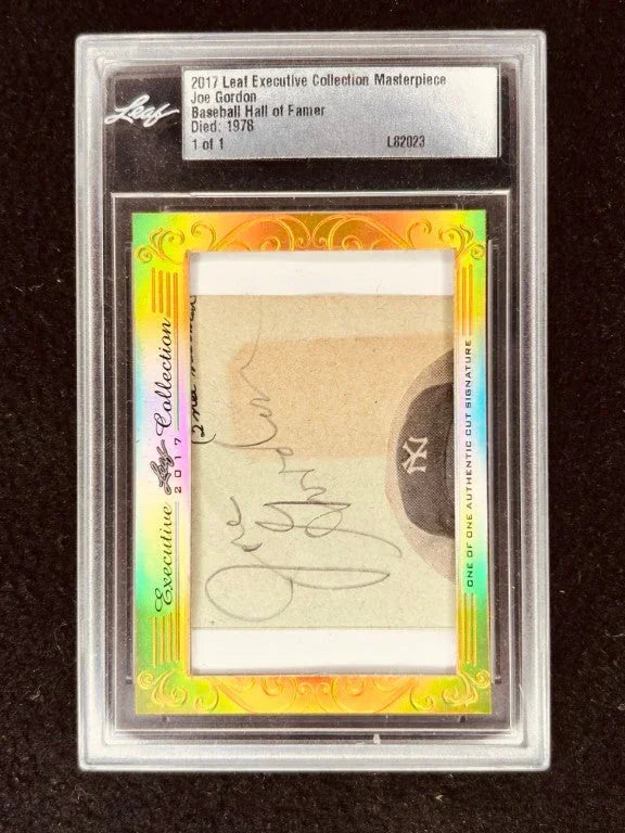 Joe Gordon 2017 Leaf Masterpiece Cut Signature certified signed card 1/1 JSA Yankees Indians - AutographsForSale.com