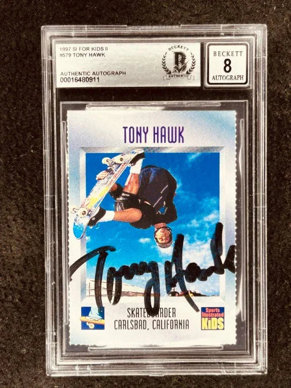 Tony Hawk autographed 1997 Sports Illustrated for Kids card BAS Authenticated Graded 8 - AutographsForSale.com