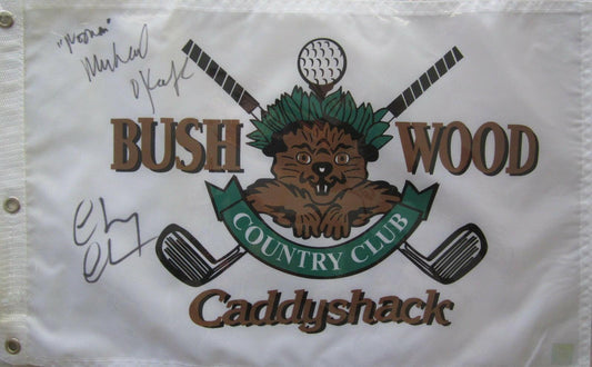 Chevy Chase Michael O'Keefe signed Caddyshack Bushwood Country Club golf Flag 1 - AutographsForSale.com