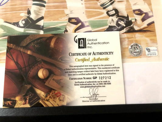 Larry Bird & Magic Johnson signed 16x20 poster or photo framed Schwartz - AutographsForSale.com
