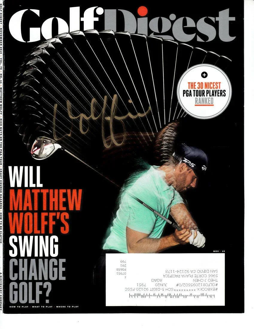 Matthew Wolff autographed 2019 Golf Digest magazine cover - AutographsForSale.com