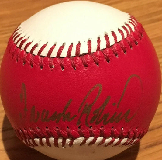 Frank Robinson signed Reds leather logo baseball JSA - AutographsForSale.com