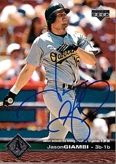 Jason Giambi autographed Oakland A’s 1997 Upper Deck card - AutographsForSale.com