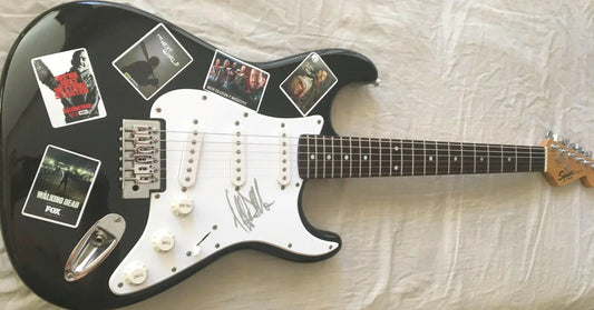 Jeffrey Dean Morgan signed Walking Dead Negan Fender Squier Bullet Electric Guitar JSA - AutographsForSale.com