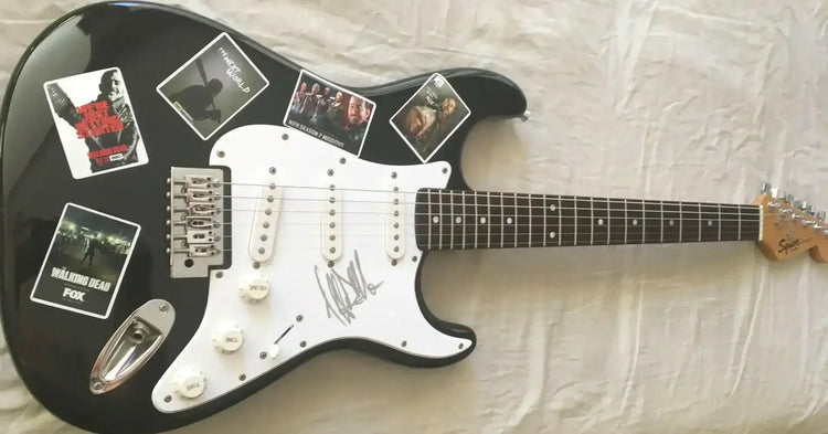 Jeffrey Dean Morgan signed Walking Dead Negan Fender Squier Bullet Electric Guitar JSA - AutographsForSale.com