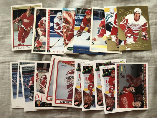 1990s Detroit Red Wings stars 21 card lot Dino Ciccarelli Paul Coffey Slava Kozlov Chris Osgood - AutographsForSale.com