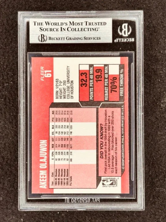 Hakeem Olajuwon autographed Houston Rockets 1989-90 Fleer card BAS slabbed - AutographsForSale.com