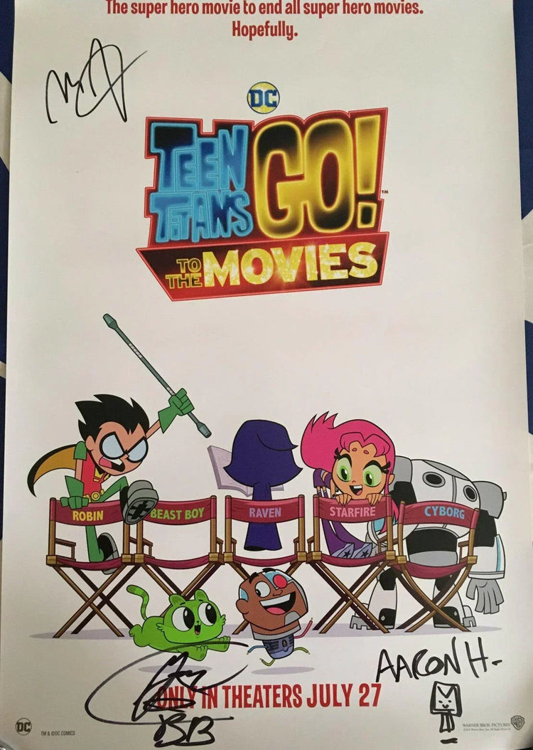 Teen Titans Go! To the Movies autographed poster (Greg Cipes Aaron Horvath Michael Jelenic) - AutographsForSale.com