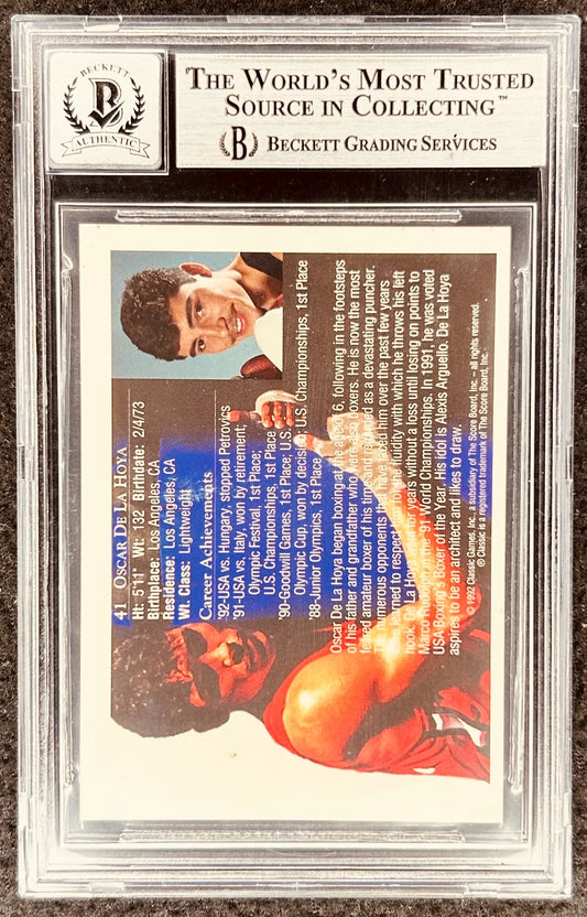 Oscar De La Hoya autographed 1992 Classic boxing Rookie Card BAS graded 10 - AutographsForSale.com