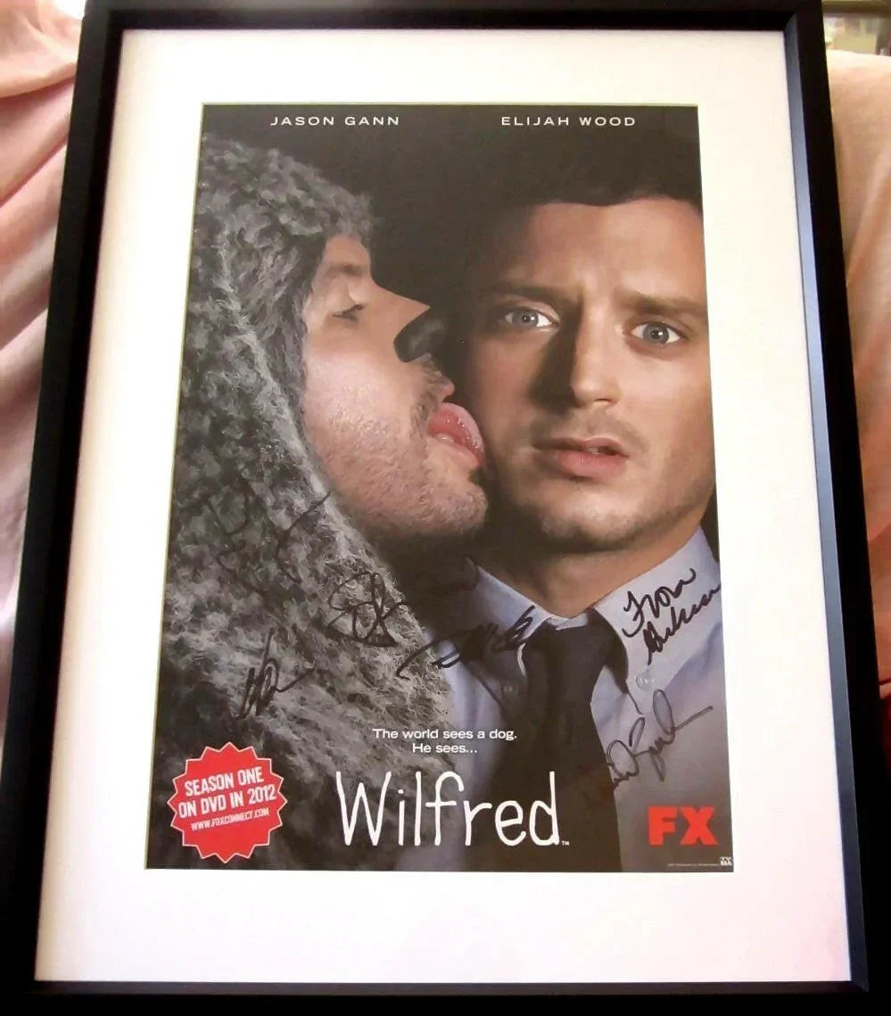 Wilfred Cast signed 2011 SDCC poster framed Jason Gann Elijah Wood JSA - AutographsForSale.com