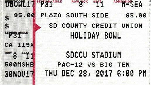 2017 Holiday Bowl football game ticket stub Michigan St 42 Washington St 17 - AutographsForSale.com
