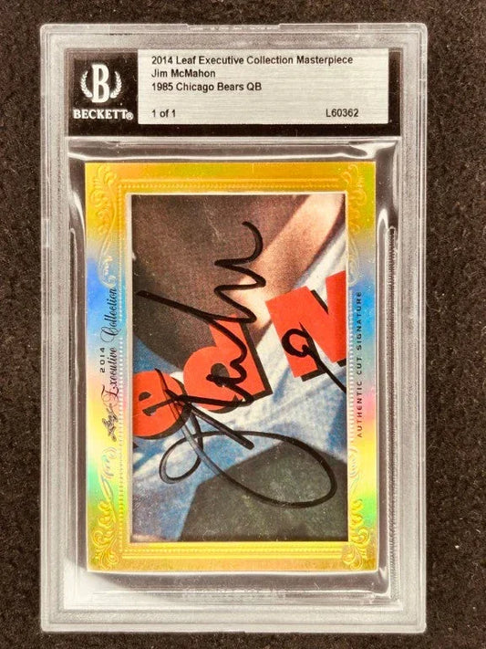 Jim McMahon 2014 Leaf Masterpiece Cut Signature certified signed card 1/1 Bears JSA - AutographsForSale.com