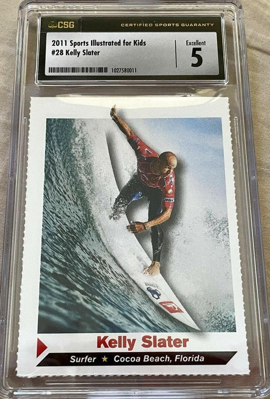 Kelly Slater 2011 Sports Illustrated For Kids Surfing card CSG Graded 5 Excellent - AutographsForSale.com