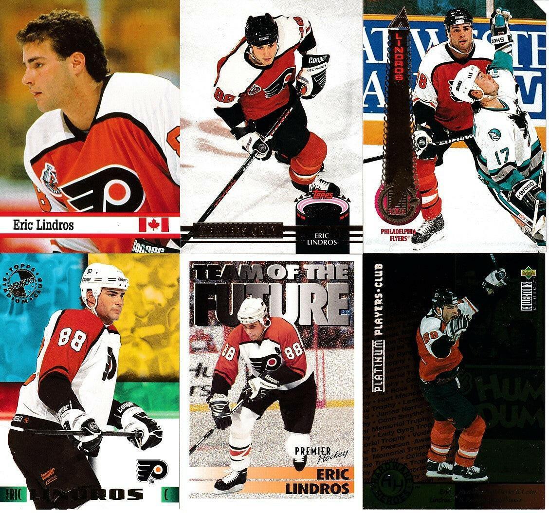 6 Eric Lindros Flyers cards 1993 Fax Pax Stadium Club Members Only 1994-95 Pinnacle promo - AutographsForSale.com
