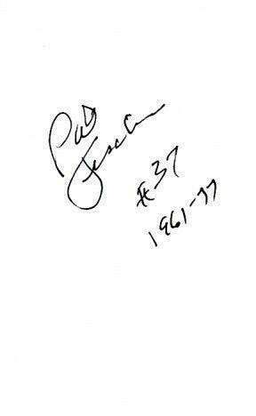 Pat Fischer signed index card with 37 1961-77 Redskins - AutographsForSale.com