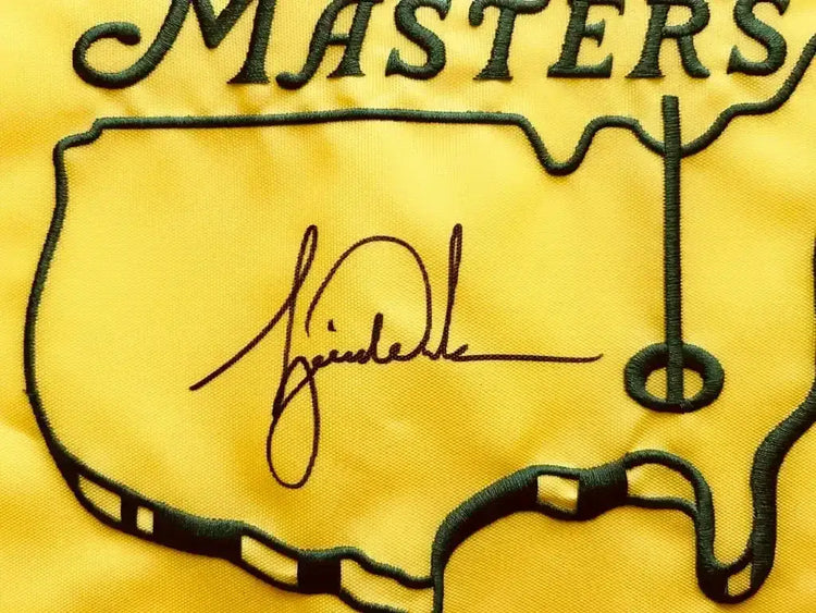Tiger Woods signed undated Masters golf pin flag JSA grade 9 - AutographsForSale.com