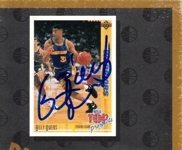 Billy Owens signed Golden State Warriors 1992 Upper Deck cut card sheet - AutographsForSale.com