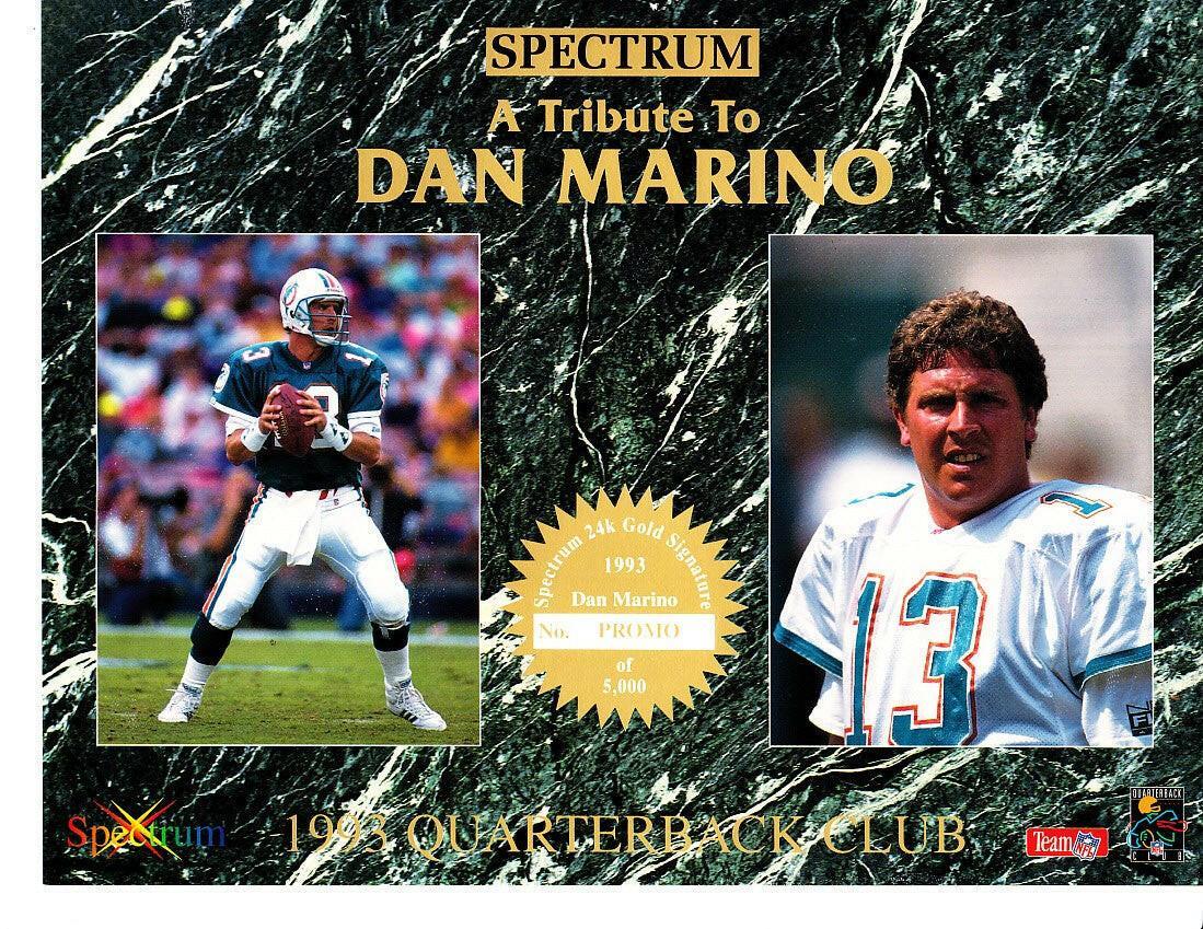 Dan Marino Dolphins 1993 Quarterback Club Spectrum 8x10 card sheet - AutographsForSale.com