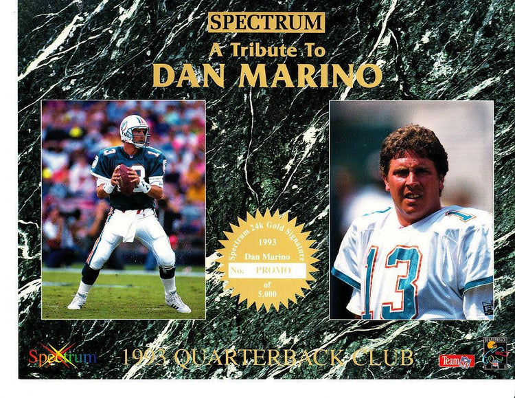 Dan Marino Dolphins 1993 Quarterback Club Spectrum 8x10 card sheet - AutographsForSale.com