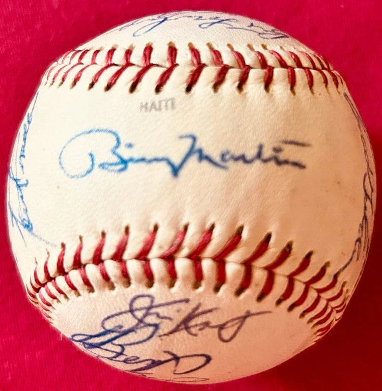 1979 NY Yankees team signed baseball Billy Martin Catfish Hunter Yogi Berra - AutographsForSale.com