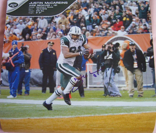 Justin McCareins autographed New York Jets calendar page photo - AutographsForSale.com
