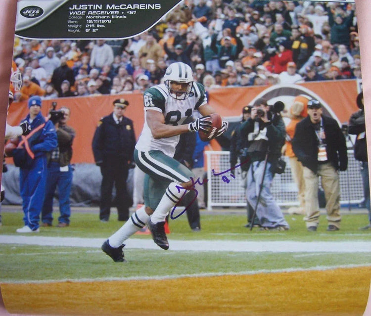 Justin McCareins autographed NY Jets calendar photo - AutographsForSale.com