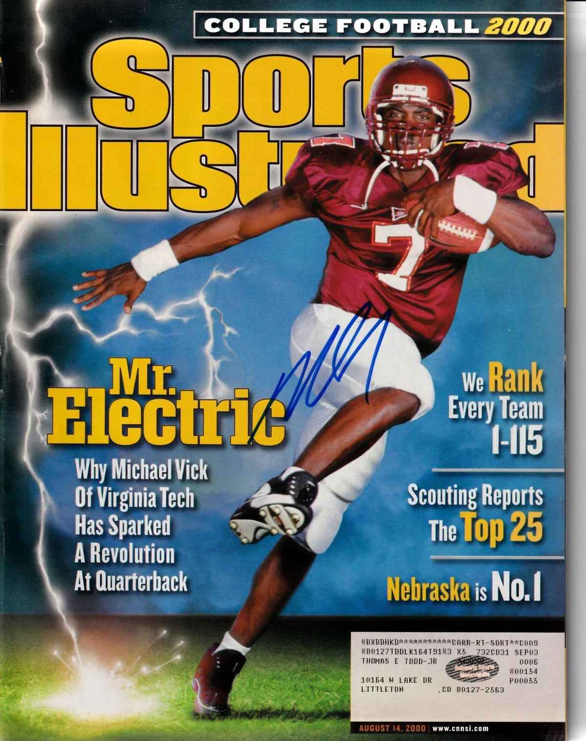 Michael Vick signed Virginia Tech 2000 Sports Illustrated magazine Schwartz - AutographsForSale.com