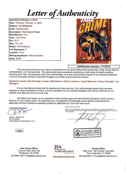 Simpsons signed & doodled 2017 SDCC poster Matt Groening Nancy Cartwright JSA - AutographsForSale.com