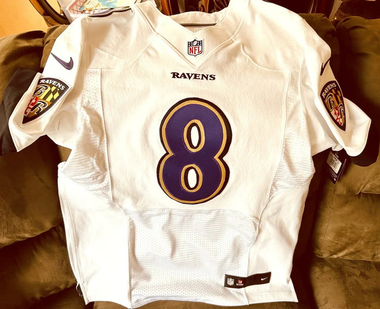 Lamar Jackson Baltimore Ravens 2018 ROOKIE Nike Elite white game model jersey NEW - AutographsForSale.com