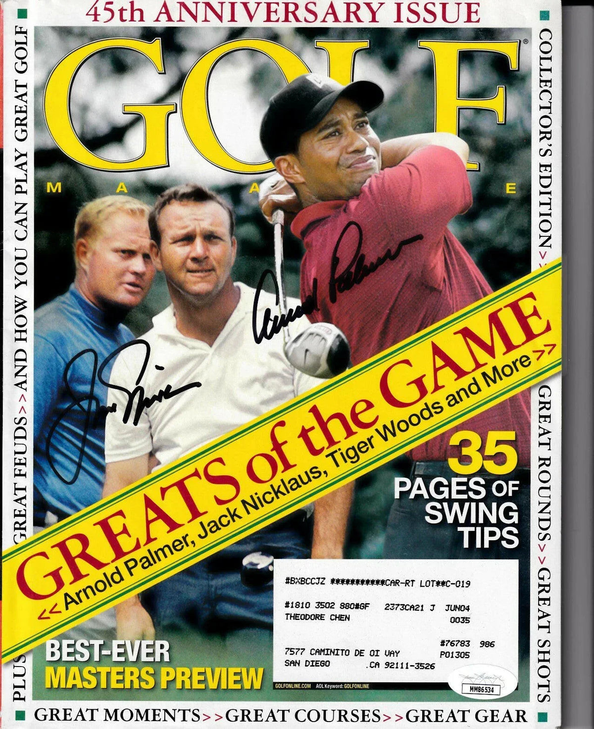 Jack Nicklaus Arnold Palmer autographed 2004 golf magazine JSA - AutographsForSale.com