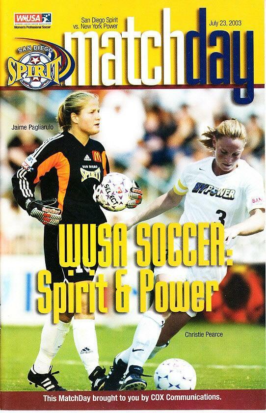 Christie (Pearce) Rampone & Jaime Pagliarulo 2003 WUSA San Diego Spirit soccer program - AutographsForSale.com