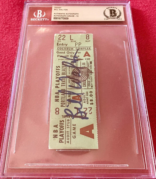 Bill Walton autographed Portland Trail Blazers 1970s NBA Playoffs ticket BAS slabbed - AutographsForSale.com
