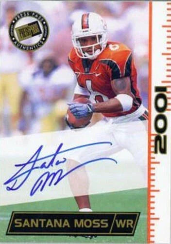Santana Moss certified signed Miami Hurricanes 2001 Press Pass card - AutographsForSale.com