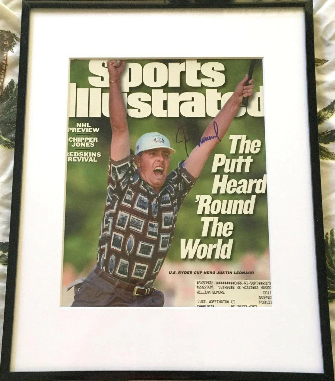 Justin Leonard signed 1999 Ryder Cup celebration Sports Illustrated cover framed JSA - AutographsForSale.com
