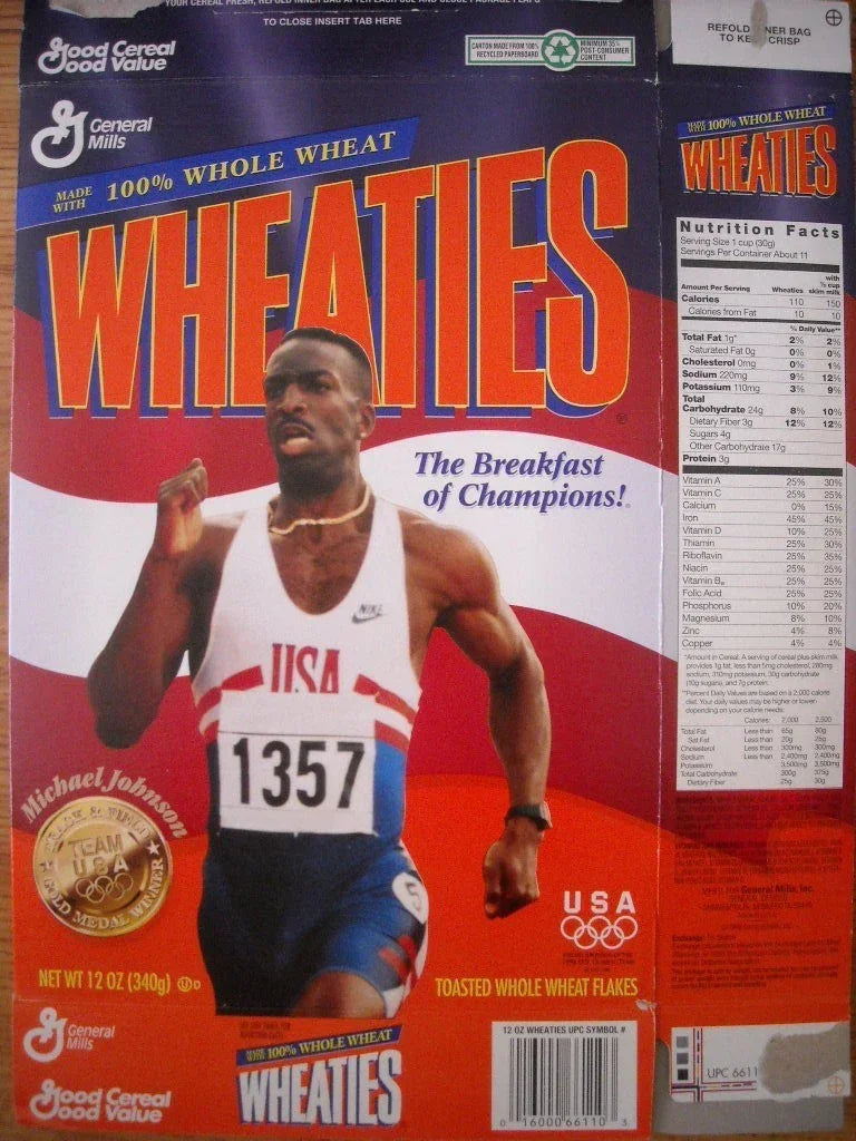 Michael Johnson 1996 Olympic gold medal Wheaties cereal box - AutographsForSale.com