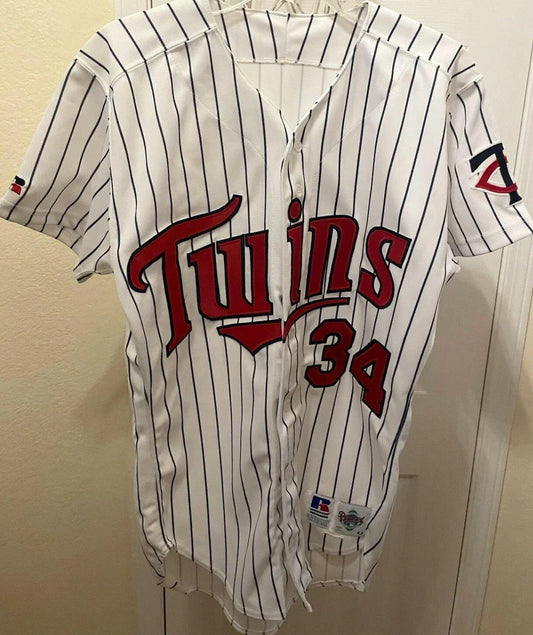 Kirby Puckett Minnesota Twins early 1990s authentic Russell Athletic stitched game model white jersey - AutographsForSale.com