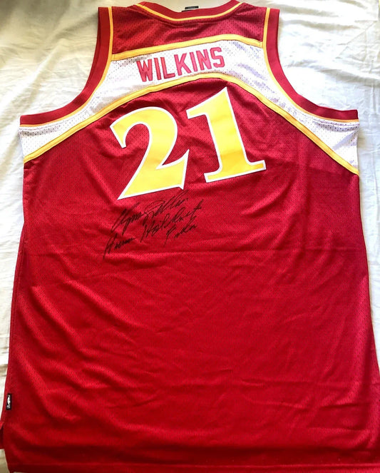 Dominique Wilkins signed Hawks 1985-86 Reebok jersey w/ Human Highlight Film Schwartz - AutographsForSale.com