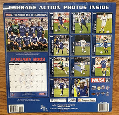 Carla Overbeck Birgit Prinz Tiffany Roberts signed 2003 WUSA Carolina Courage calendar - AutographsForSale.com