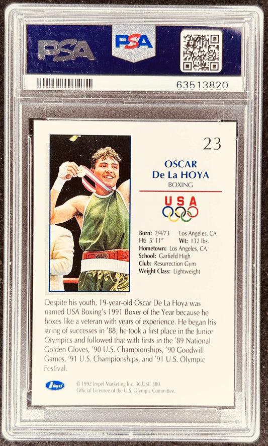 Oscar De La Hoya autographed 1992 Impel US Olympic Hopefuls Rookie Card PSA/DNA graded 10 - AutographsForSale.com