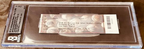 AFLAC All-American High School Baseball Classic ticket from Tony Gwynn Stadium, Aug 12, 2006, in Beckett case