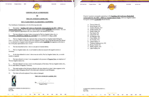 Kobe Bryant & 2007-08 LA Lakers team signed NBA basketball JSA - AutographsForSale.com