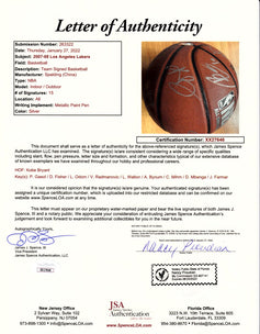Kobe Bryant & 2007-08 LA Lakers team signed NBA basketball JSA - AutographsForSale.com