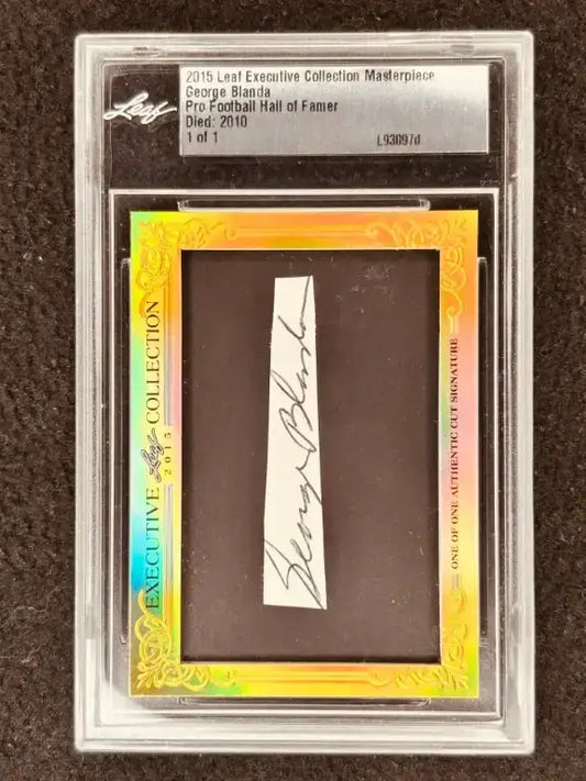 George Blanda 2015 Leaf Masterpiece Cut Signature certified signed card 1/1 JSA Raiders - AutographsForSale.com