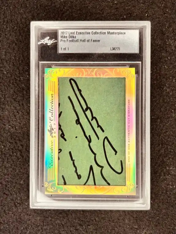 2017 Leaf Executive Collection Masterpiece football trading card with autograph in protective case